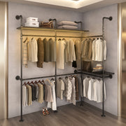 Industrial Pipe Clothing Rack, Reversible 118.3''-UH Decor-Default-Urbanheer