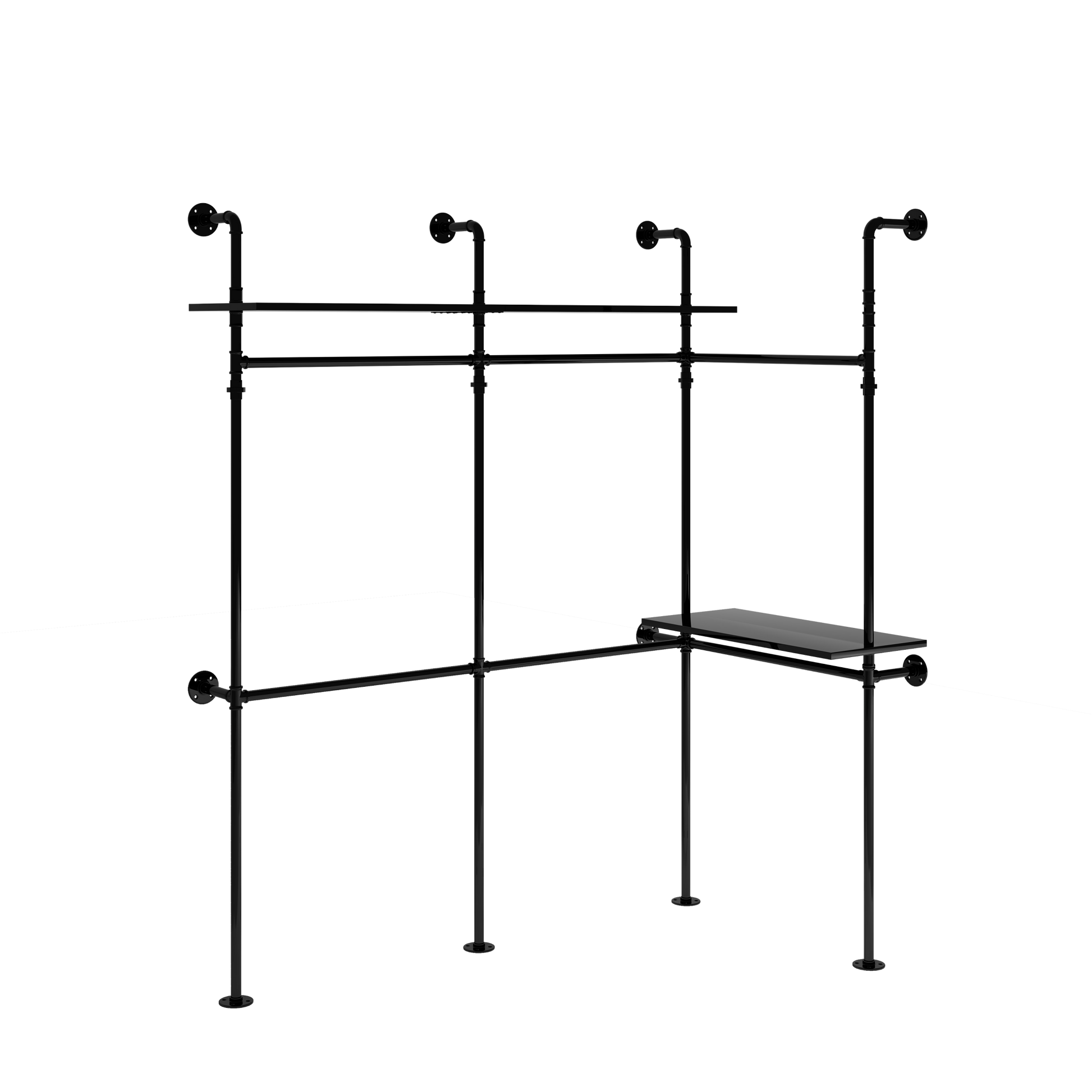 Industrial Pipe Clothing Rack, Reversible 118.3''-UH Decor-Default-Urbanheer