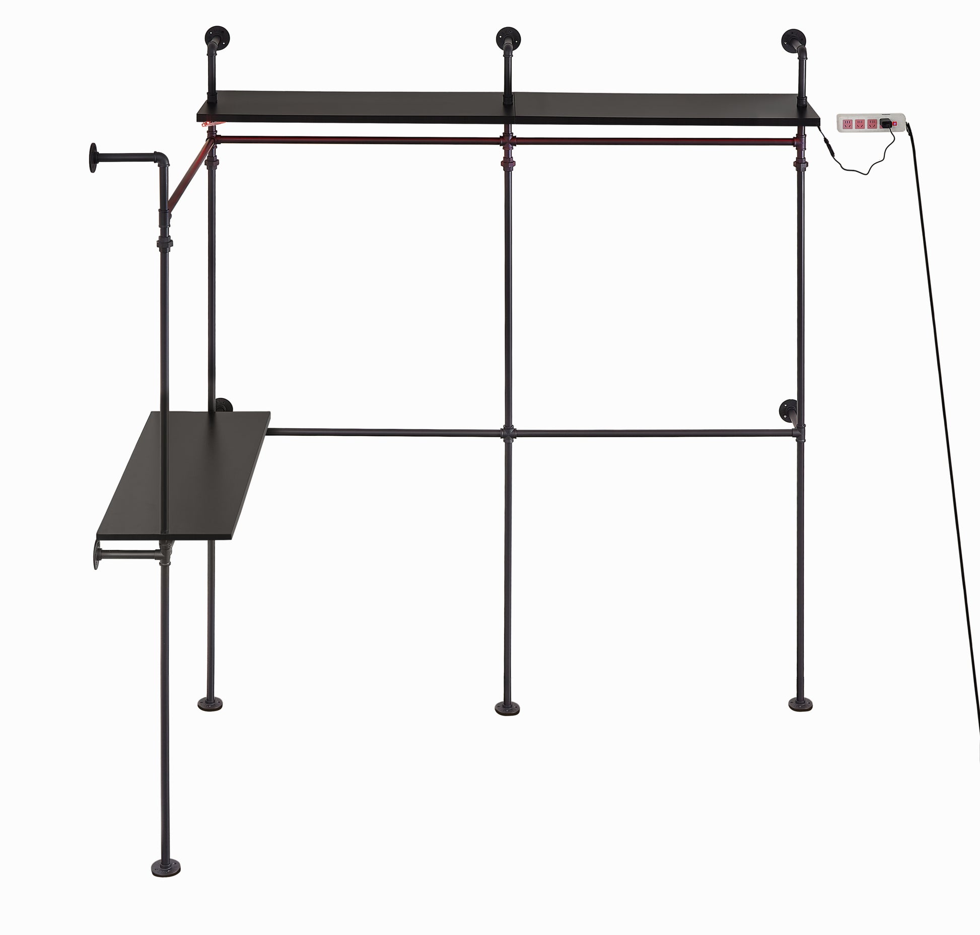 Industrial Pipe Clothing Rack, Reversible 118.3''-UH Decor-Default-Urbanheer
