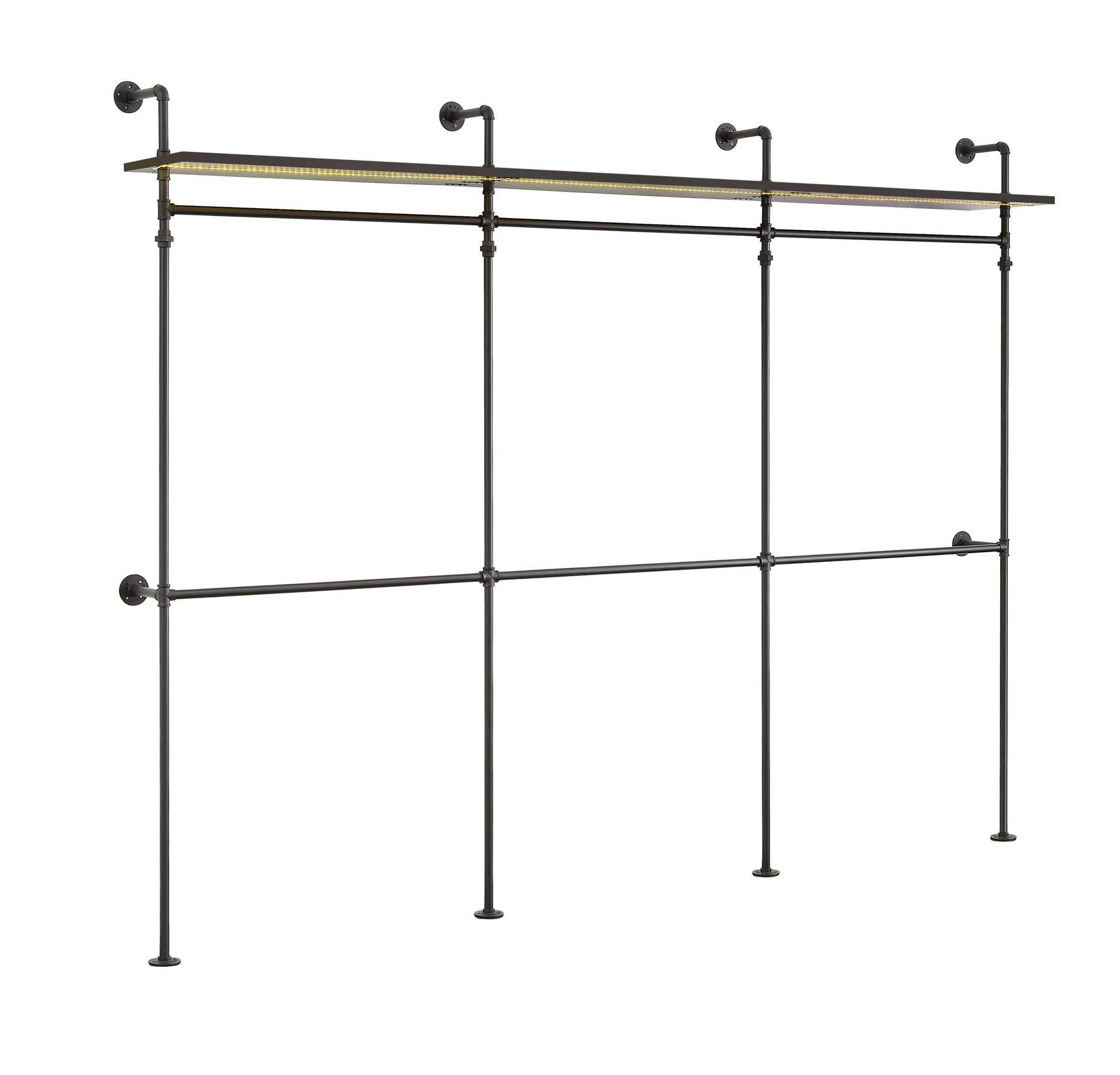 Industrial Pipe Clothing Rack, Reversible 118.3''-UH Decor-Default-Urbanheer