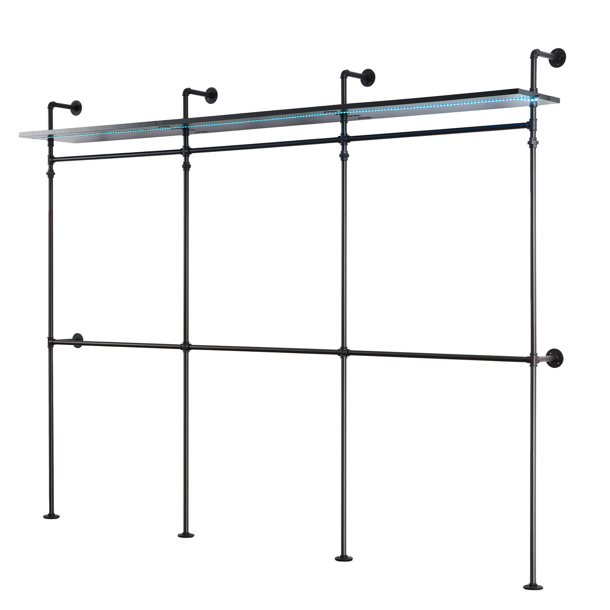 Industrial Pipe Clothing Rack, Reversible 118.3''-UH Decor-Default-Urbanheer