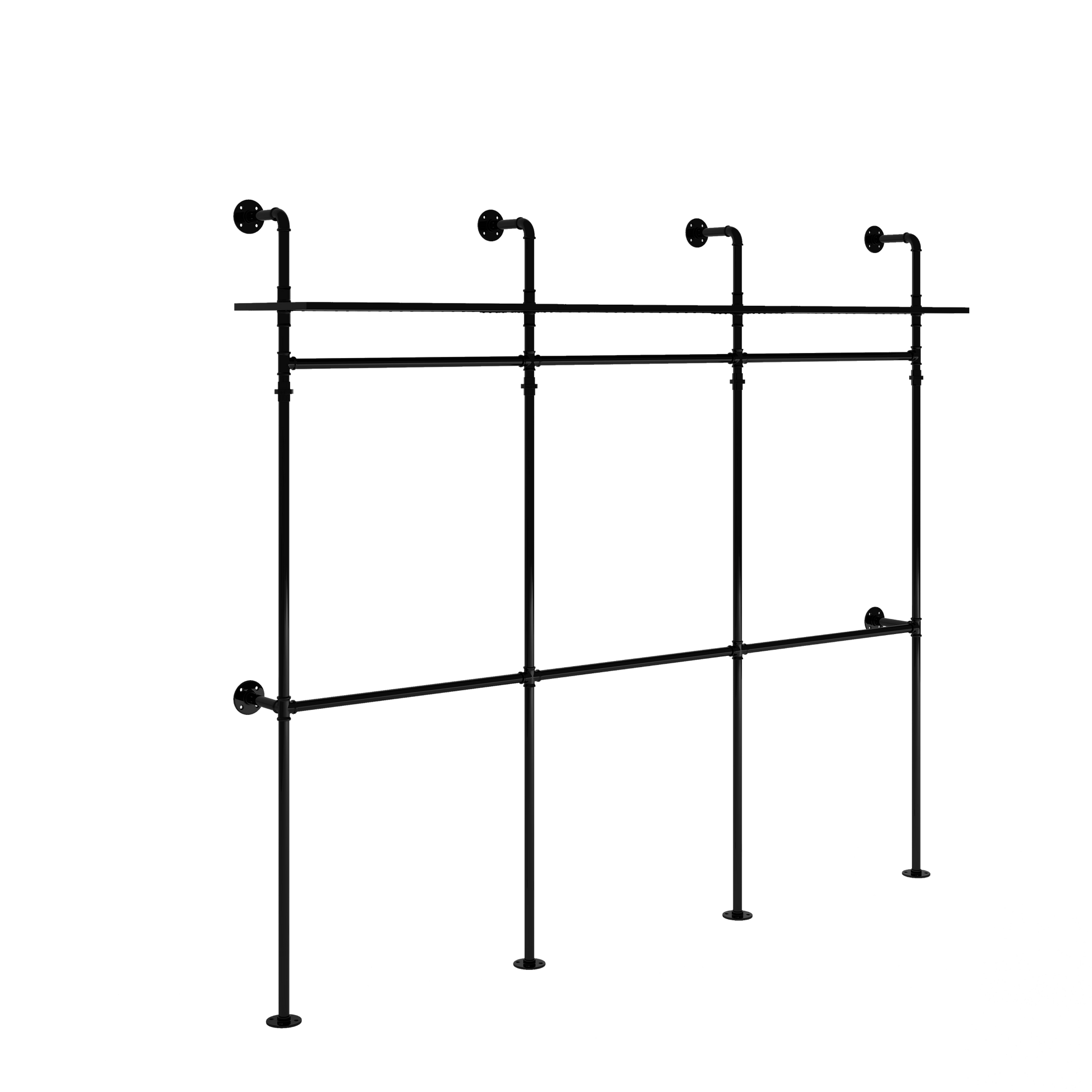 Industrial Pipe Clothing Rack, Reversible 118.3''-UH Decor-Default-Urbanheer