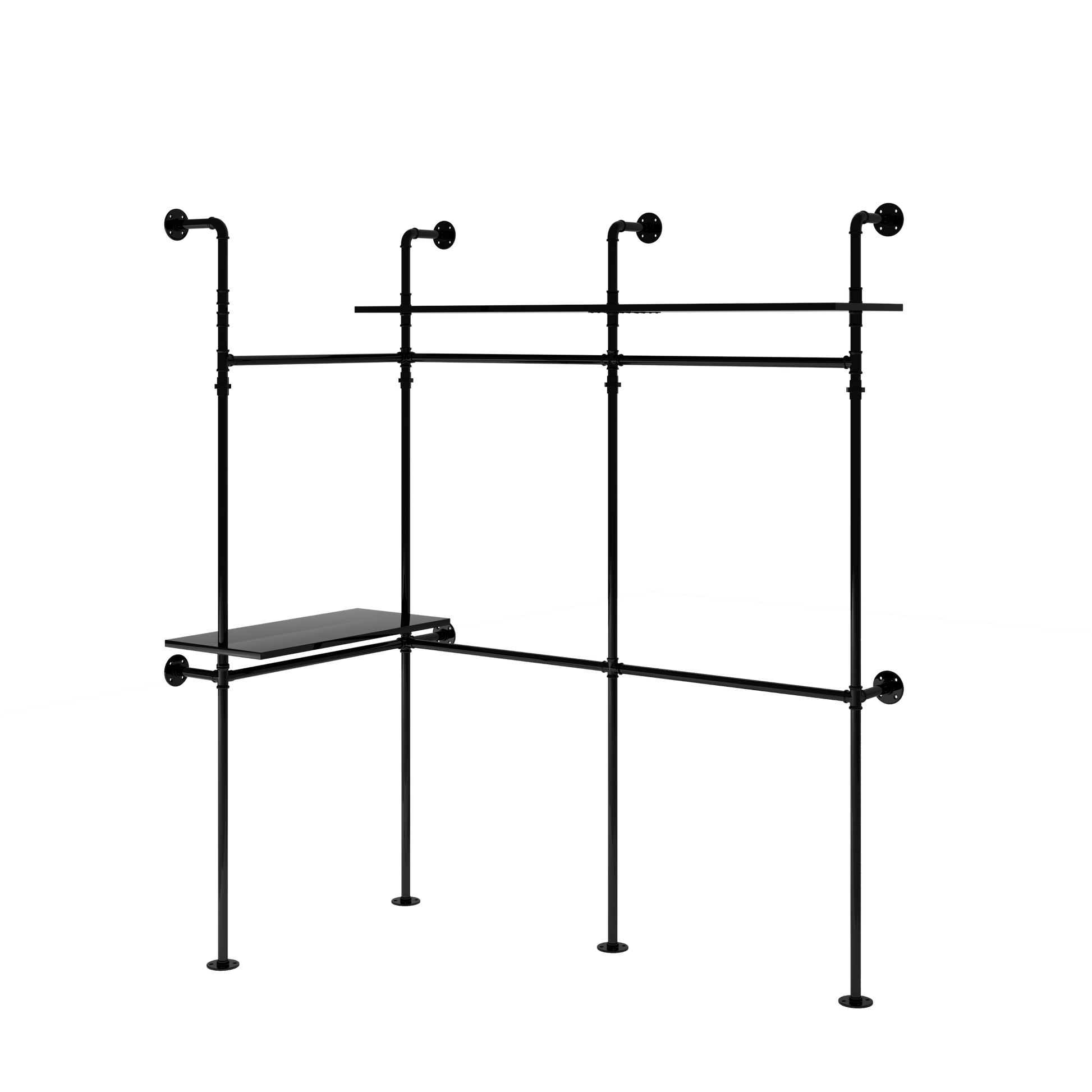 Industrial Pipe Clothing Rack, Reversible 118.3''-UH Decor-Default-Urbanheer