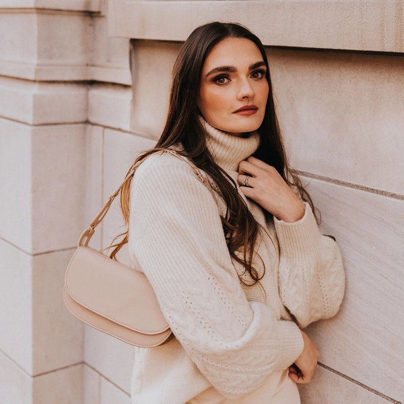 Inez Nude Recycled Vegan Shoulder Bag-Bag-Melie Bianco-* 9.5"L x 2"W x 5"H-Urbanheer