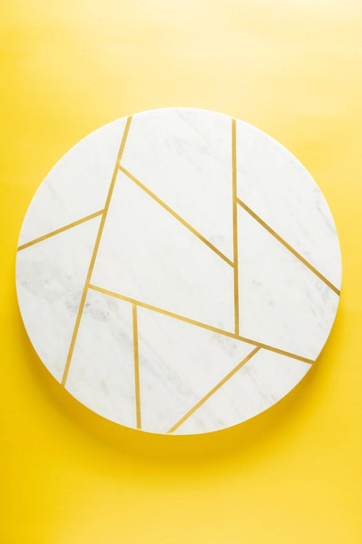 Infinia Marble Lazy Susan, 16"-Turn table-GAURI KOHLI-16 x 16 x 2 in (40.6 x 40.6 x 5.1 cm)-Urbanheer