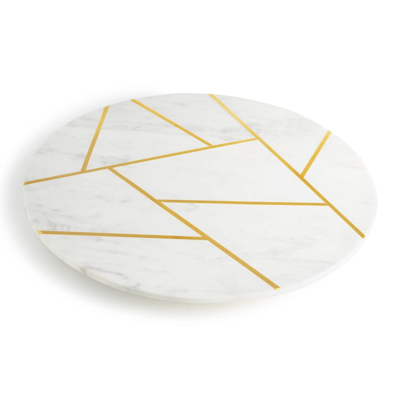 Infinia Marble Lazy Susan, 16"-Turn table-GAURI KOHLI-16 x 16 x 2 in (40.6 x 40.6 x 5.1 cm)-Urbanheer