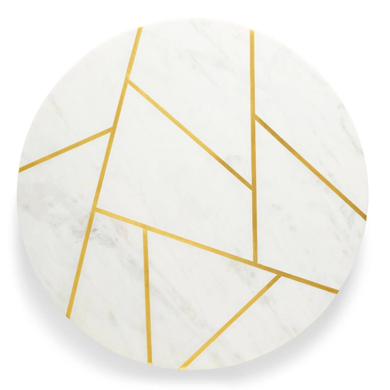 Infinia Marble Lazy Susan, 16"-Turn table-GAURI KOHLI-16 x 16 x 2 in (40.6 x 40.6 x 5.1 cm)-Urbanheer