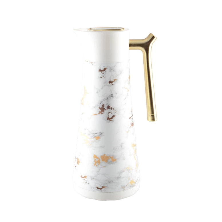 Insulated Marble Coffee Maker With Gold Handle 1L-Coffee Maker-AULICA-1L-WHITE AND GOLD-Urbanheer