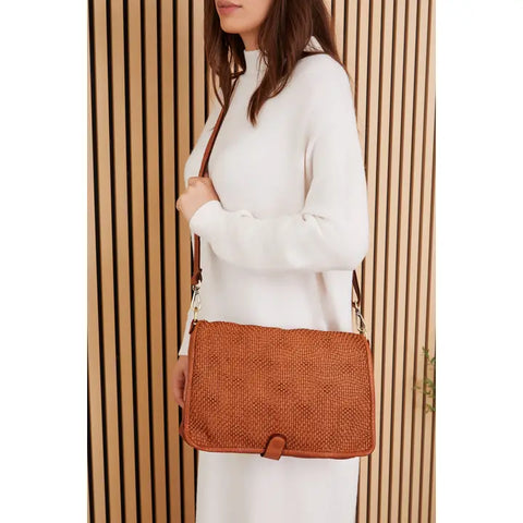 Intrecciato (Braided) Shoulder/Crossbody Bag Camel-Shoulder/Crossbody Bag-MILIO MILANO-ONE SIZE-Urbanheer