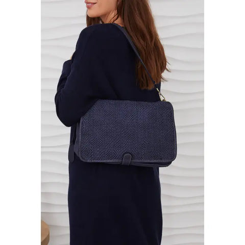 Intrecciato (Braided) Shoulder/Crossbody Bag Navy-Shoulder/Crossbody Bag-MILIO MILANO-ONE SIZE-Urbanheer