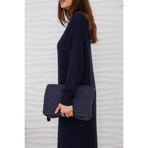Intrecciato (Braided) Shoulder/Crossbody Bag Navy-Shoulder/Crossbody Bag-MILIO MILANO-ONE SIZE-Urbanheer
