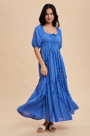Intricate Ruffle Maxi Dress AZURE-Dress-In Loom-S-AZURE-Urbanheer