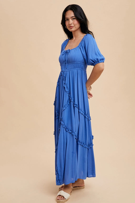 Intricate Ruffle Maxi Dress AZURE-Dress-In Loom-S-AZURE-Urbanheer
