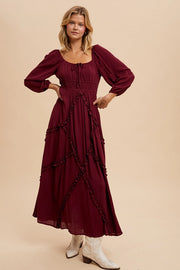 Intricate Ruffle Maxi Dress MERLOT-Dress-In Loom-S-BALSAM-Urbanheer