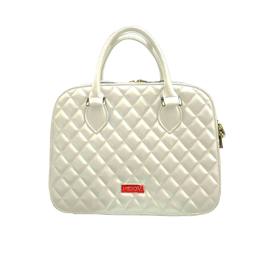 Ipad Handbag Tablet Bag - Vegan Leather Embroidered Dimond-Tablet Bag-MOOV-11.8 x 9.3 x 4.8 in (30 x 23.6 x 12.2 cm)-Ivory-Urbanheer