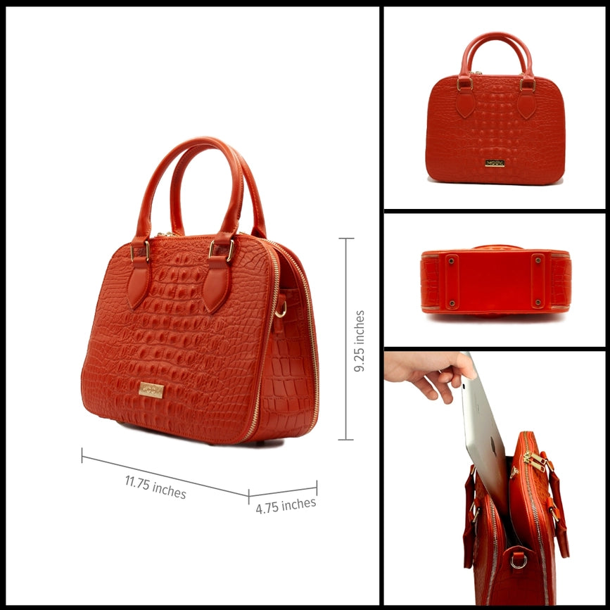 Ipad Handbag Tablet Bag - Vegan Leather Embroidered Dimond-Tablet Bag-MOOV-11.8 x 9.3 x 4.8 in (30 x 23.6 x 12.2 cm)-Red-Urbanheer