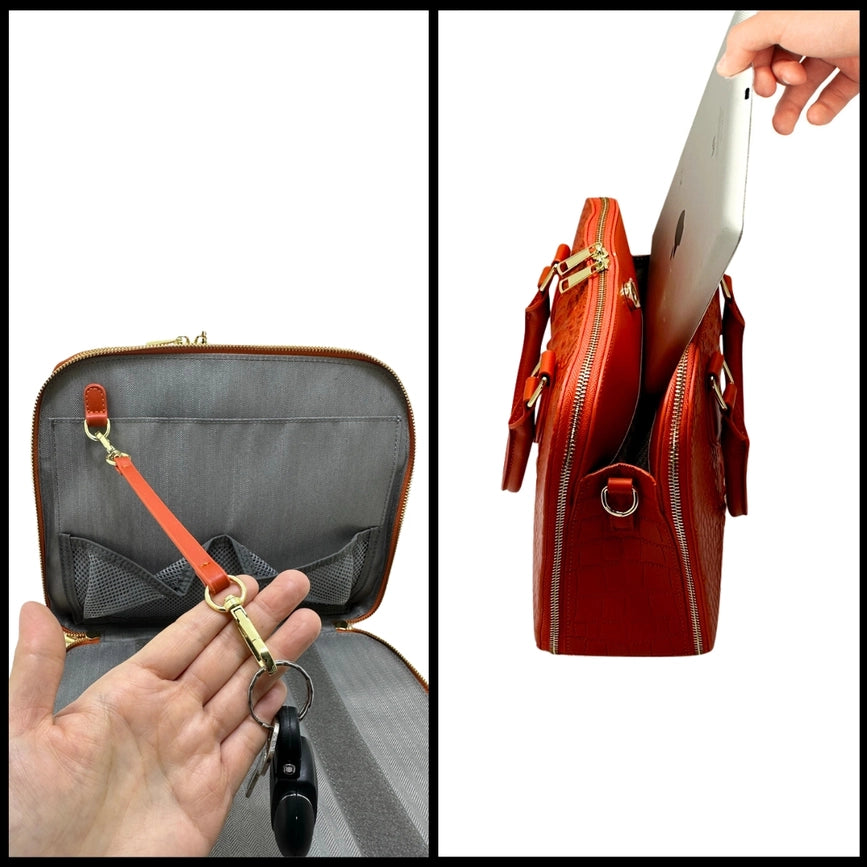 Ipad Handbag Tablet Bag - Vegan Leather Embroidered Dimond-Tablet Bag-MOOV-11.8 x 9.3 x 4.8 in (30 x 23.6 x 12.2 cm)-Red-Urbanheer