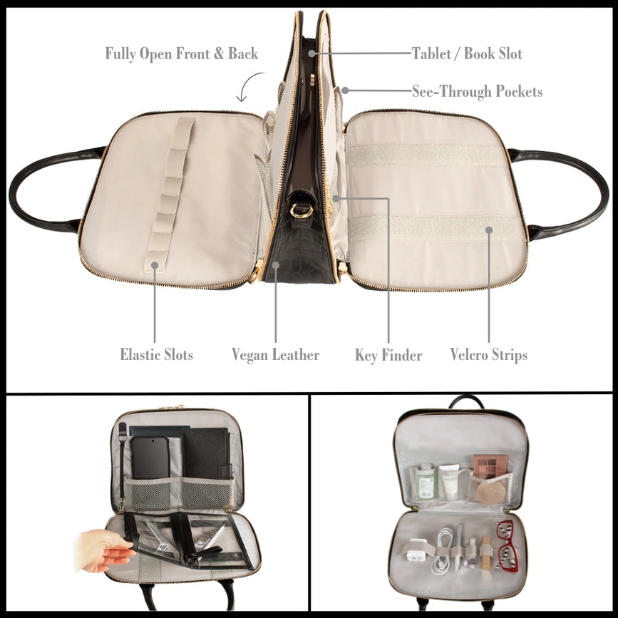 Ipad Handbag Tablet Bag - Vegan Leather Embroidered Dimond-Tablet Bag-MOOV-11.8 x 9.3 x 4.8 in (30 x 23.6 x 12.2 cm)-Red-Urbanheer