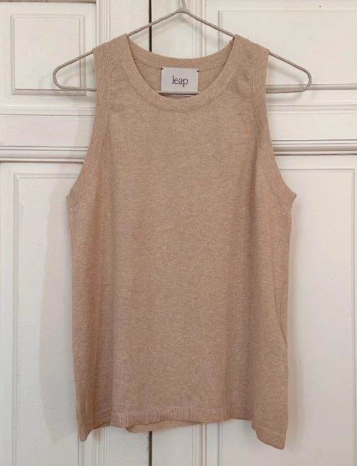 Iris Cotton Cashmere Knitted Tank Top-Tank Top-Leap Concept-S-Sand-Urbanheer