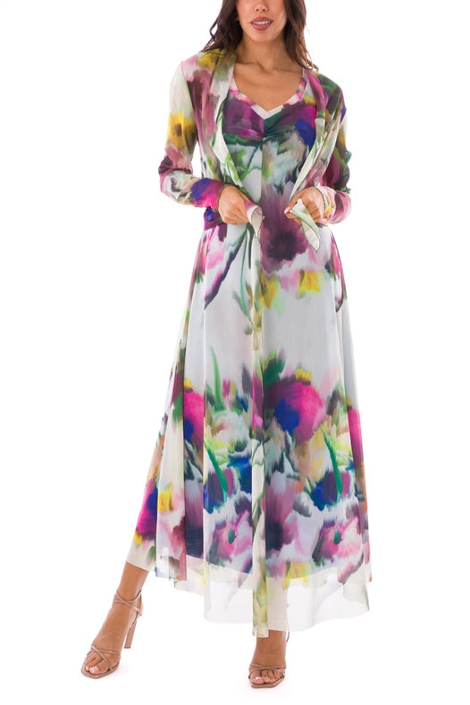 Iris Maxi V-Neckline Sleeveless Fit N Flare Print Dress