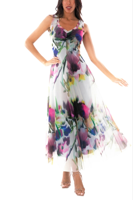 Iris Maxi V-Neckline Sleeveless Fit N Flare Print Dress