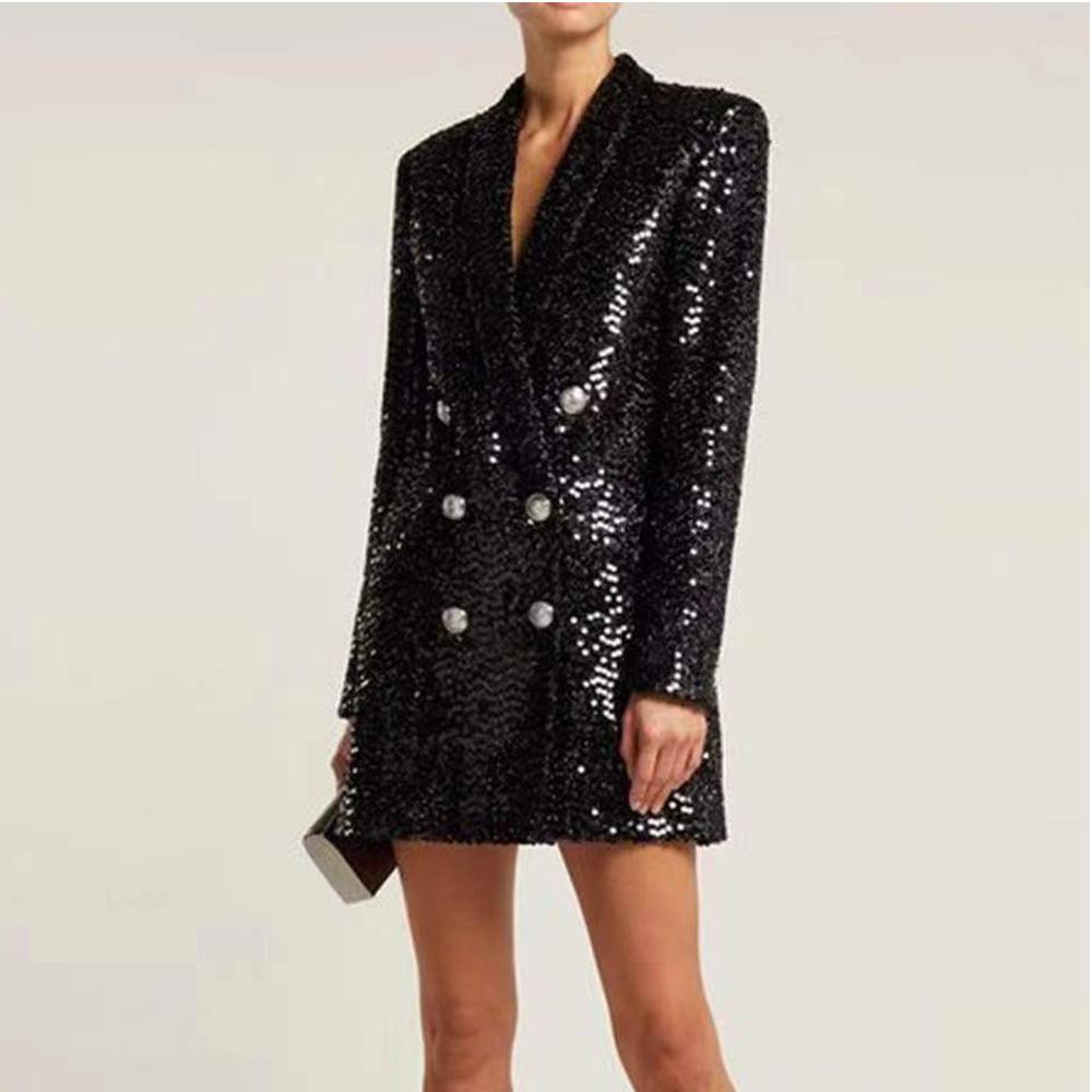 Isla Black Sequin Blazer Mini Dress
