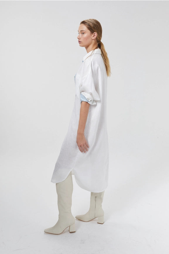 Island Linen Midi Dress - White-Dress-Lanhtropy-XS-White-Urbanheer