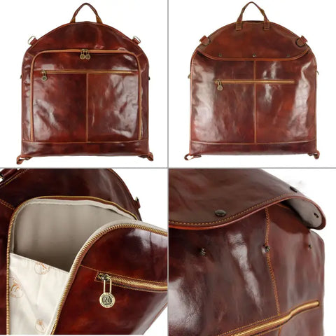 Italian Leather Garment Bag - Travels with Charley-Garment Bags-Time Resistance-Brown-Urbanheer