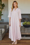 Italian Linen 3/4 Sleeve Maxi Dress-Dress-MILIO MILANO-S-BLUSH-Urbanheer