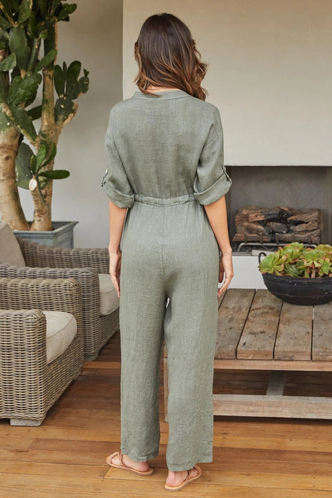 Italian Linen Long Sleeve Jumpsuit ARG-Jumpsuit-MILIO MILANO-S-Urbanheer