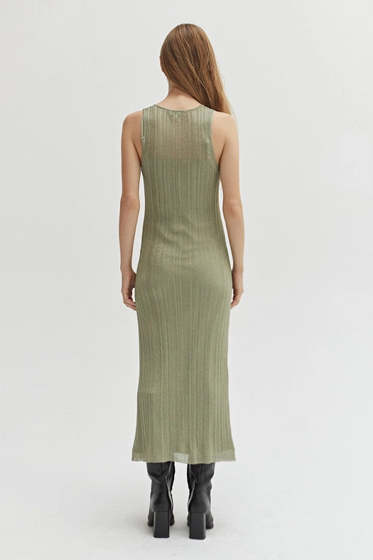 Ivanna Sheer Lurex Slip Dress-Dress-Crescent-XS-Eucalyptus-Urbanheer