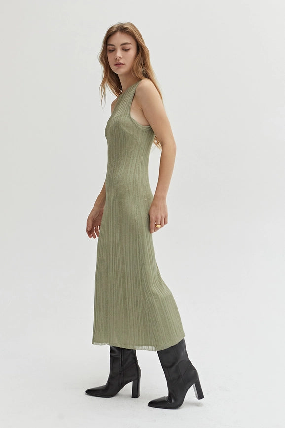 Ivanna Sheer Lurex Slip Dress-Dress-Crescent-XS-Eucalyptus-Urbanheer