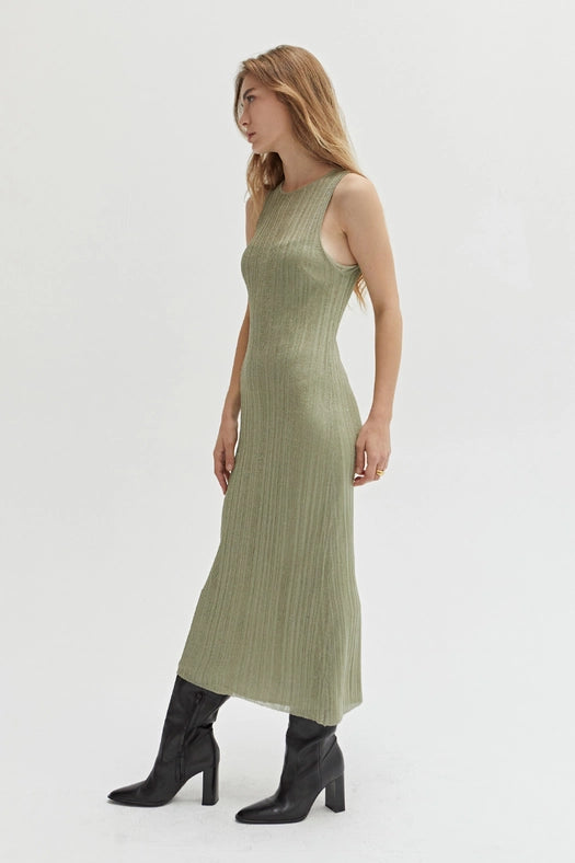 Ivanna Sheer Lurex Slip Dress-Dress-Crescent-XS-Eucalyptus-Urbanheer