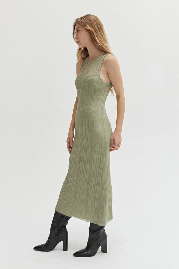 Ivanna Sheer Lurex Slip Dress-Dress-Crescent-XS-Eucalyptus-Urbanheer