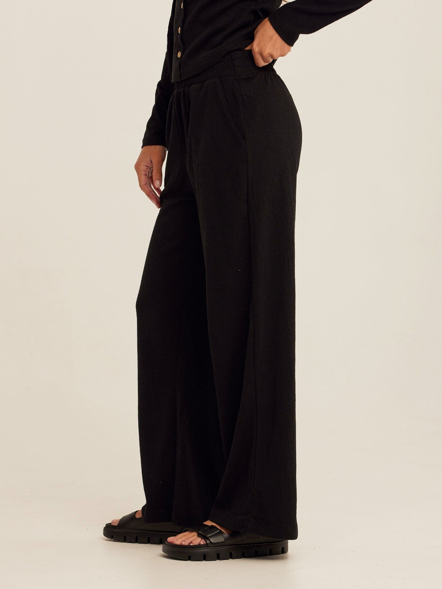 Ivanna Smocked Jersey Wide Leg Pant