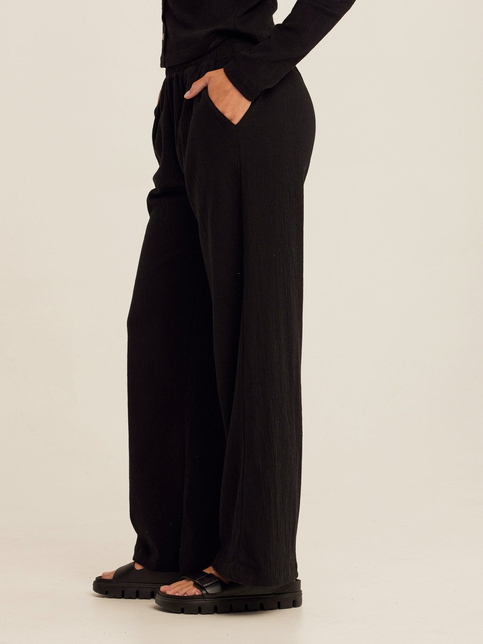 Ivanna Smocked Jersey Wide Leg Pant