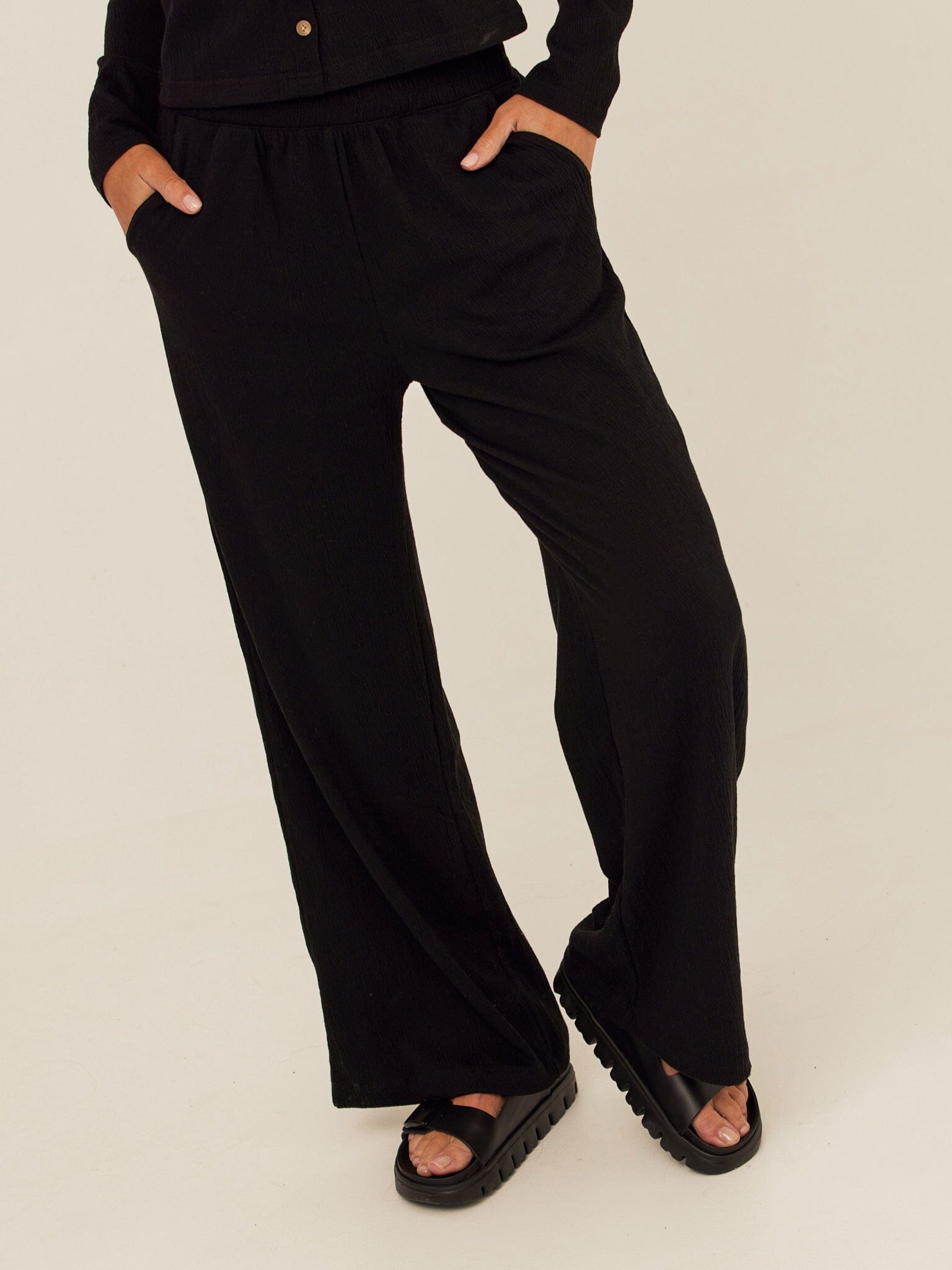 Ivanna Smocked Jersey Wide Leg Pant