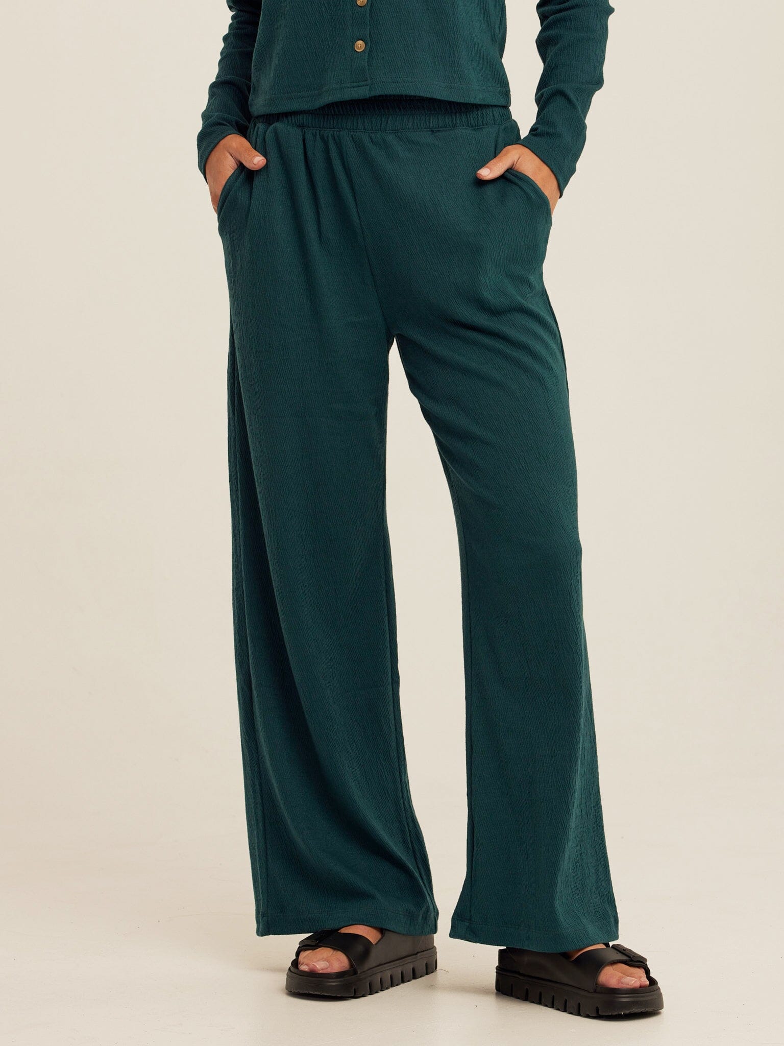 Ivanna Smocked Jersey Wide Leg Pant