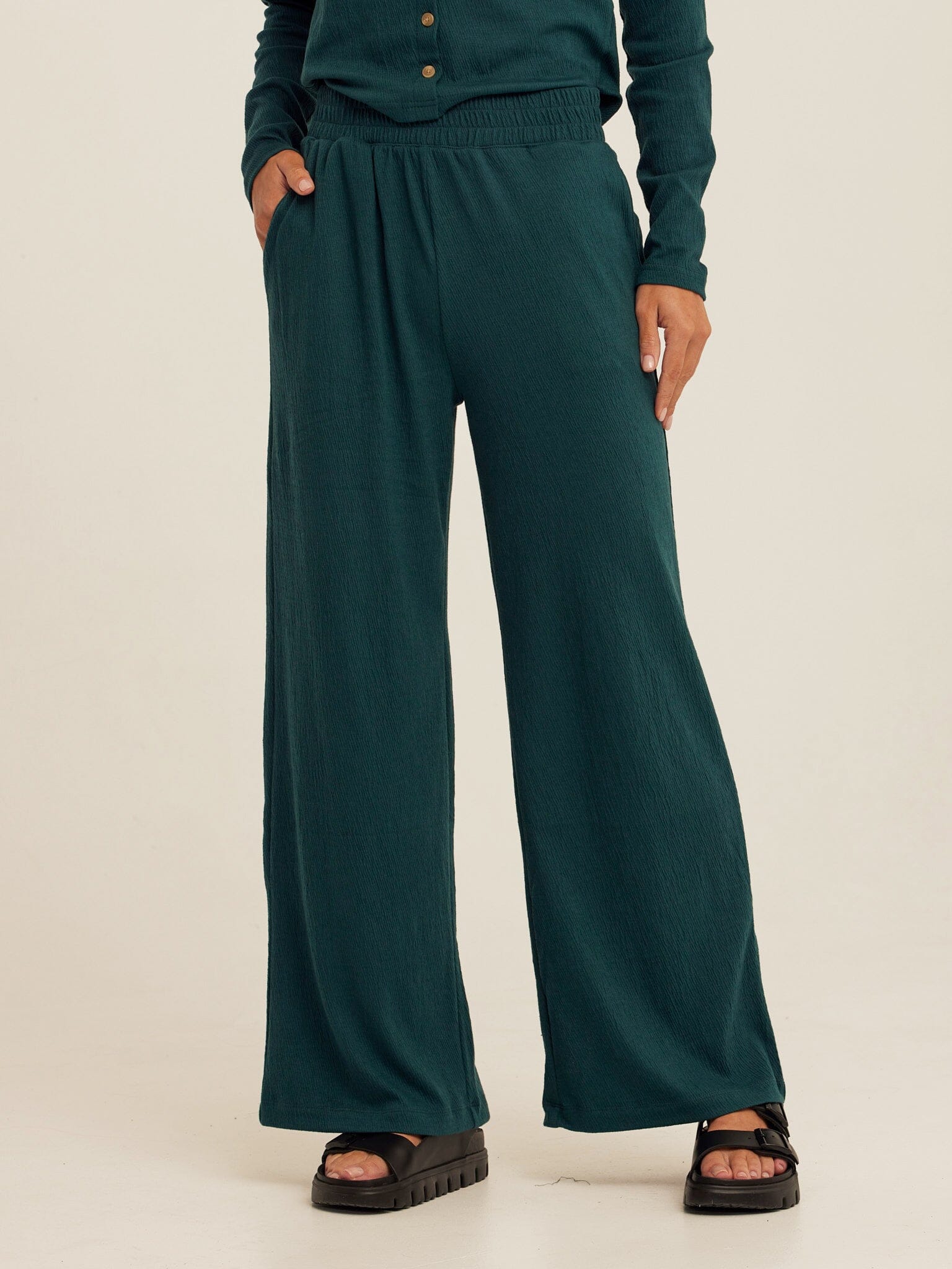 Ivanna Smocked Jersey Wide Leg Pant
