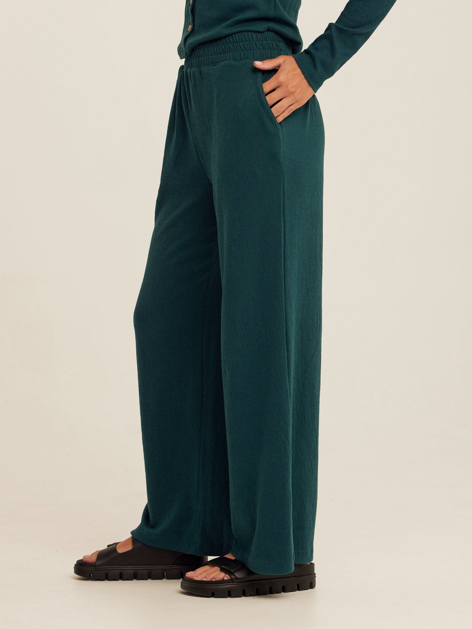 Ivanna Smocked Jersey Wide Leg Pant