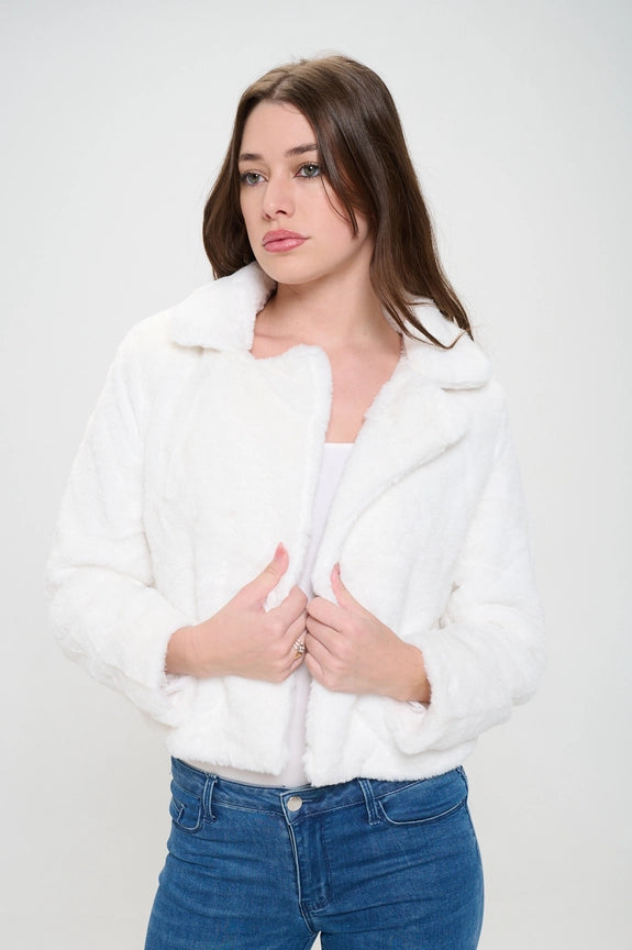 Ivory Flurry Fur Collar Jacket-Jacket-Baciano-S-Ivory-Urbanheer
