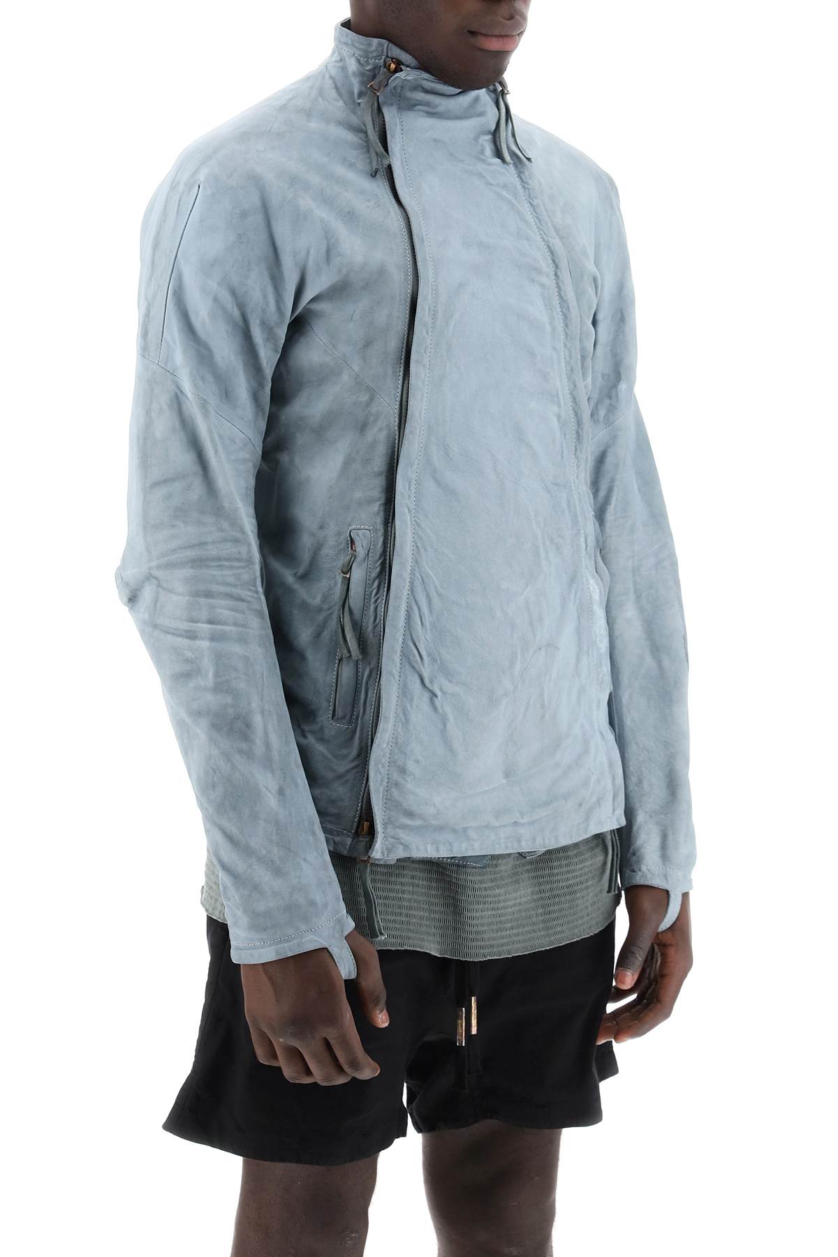 Boris bidjan saberi leather jacket with two zippers-Jacket-BORIS BIDJAN SABERI-M-Light blue-Urbanheer