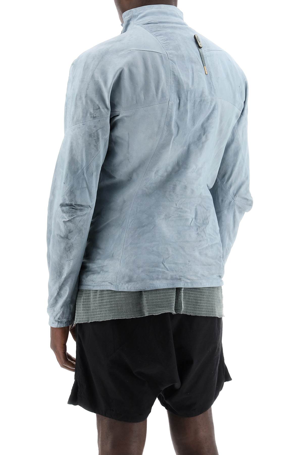 Boris bidjan saberi leather jacket with two zippers-Jacket-BORIS BIDJAN SABERI-M-Light blue-Urbanheer
