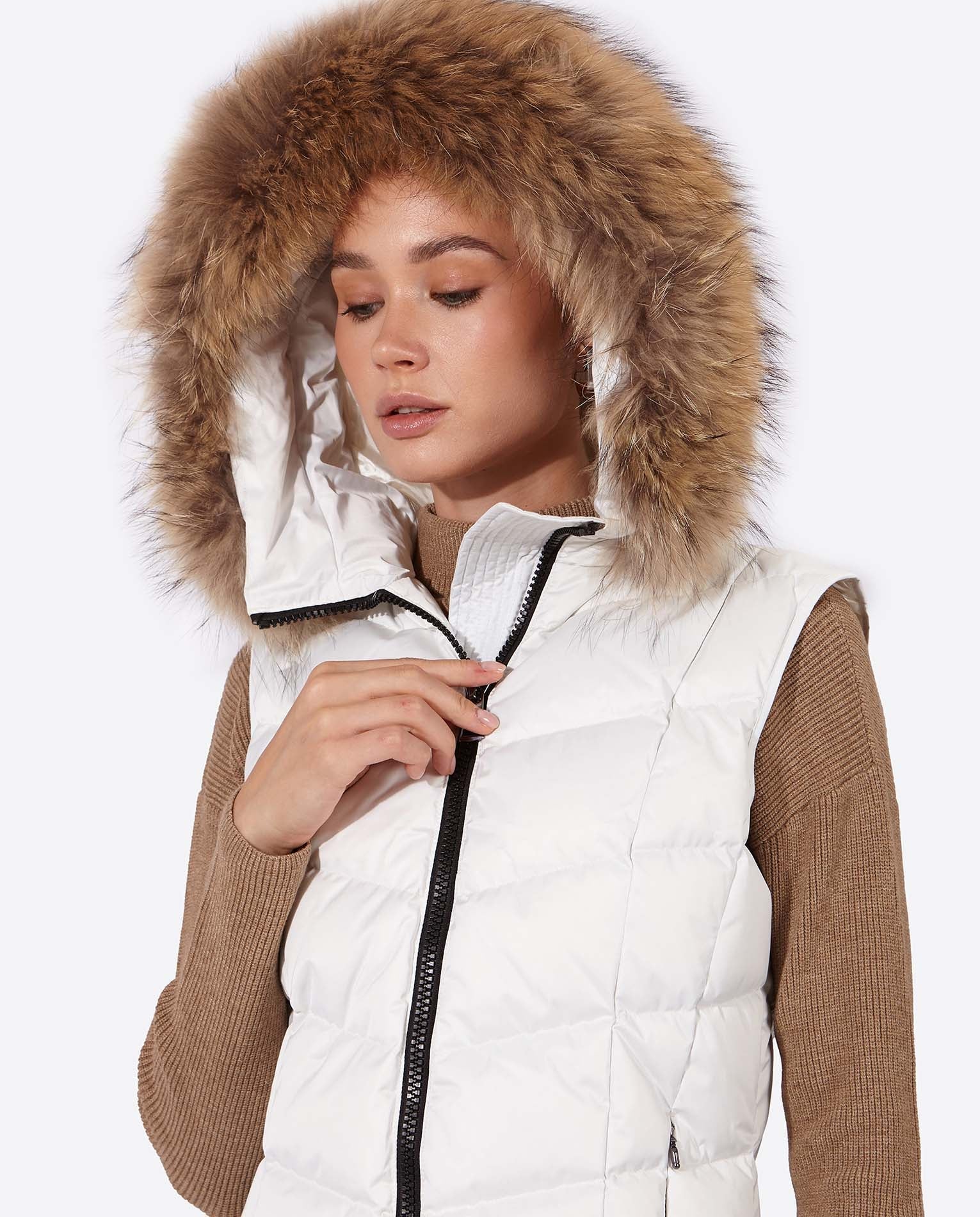 JANA Women's long vest with fixed hood-Vest-Henry Arroway-S-Nacre/m-Urbanheer