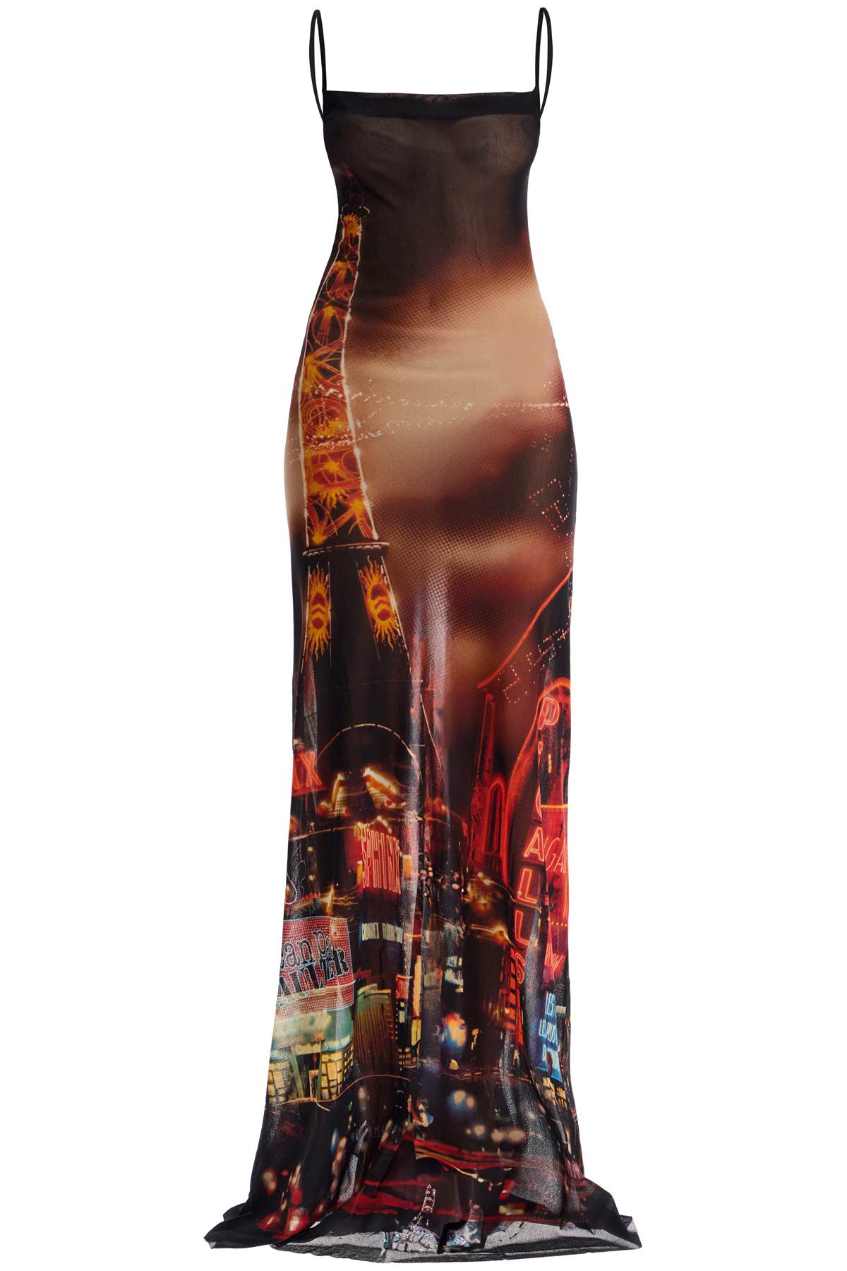 JEAN PAUL GAULTIER "pigalle print mesh slip dress with a-women > clothing > dresses-JEAN PAUL GAULTIER-l-Orange-Urbanheer