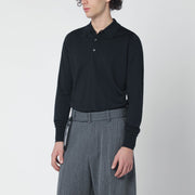 JOHN SMEDLEY Black wool polo shirt
