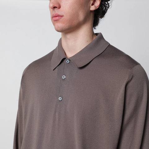 JOHN SMEDLEY Finchley moss beige cotton polo shirt