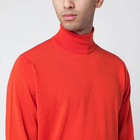 JOHN SMEDLEY Orange wool turtleneck sweater