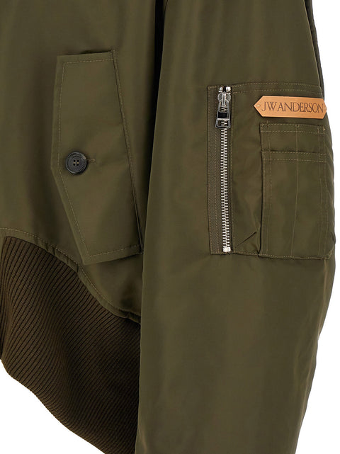 J.w.anderson Green Bomber Jacket With Asymmetric Hem