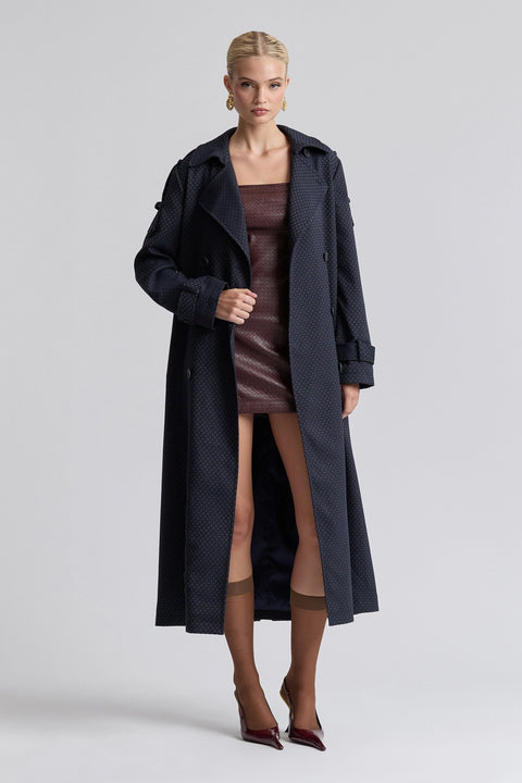 Jacquard Belted Trenchcoat